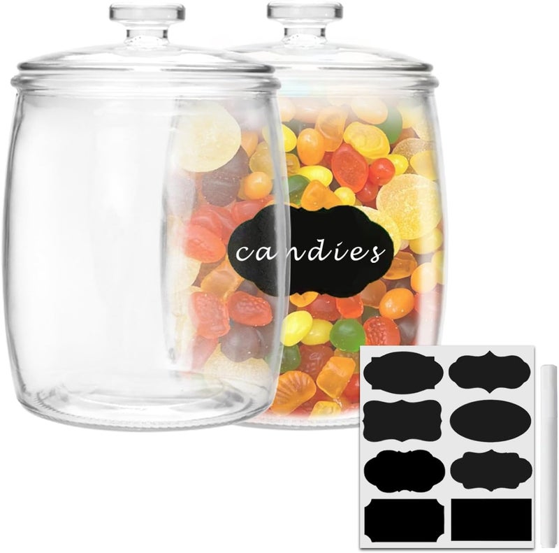 Maredash 1/2 Gallon glass jars, Cookie Jar & Candy Jar with Lid, Large Food Storage Container,glass jar with lid for Buffet, Coffee & Flour, Laundry Room Storage & Pantry 2pcs - Image 1